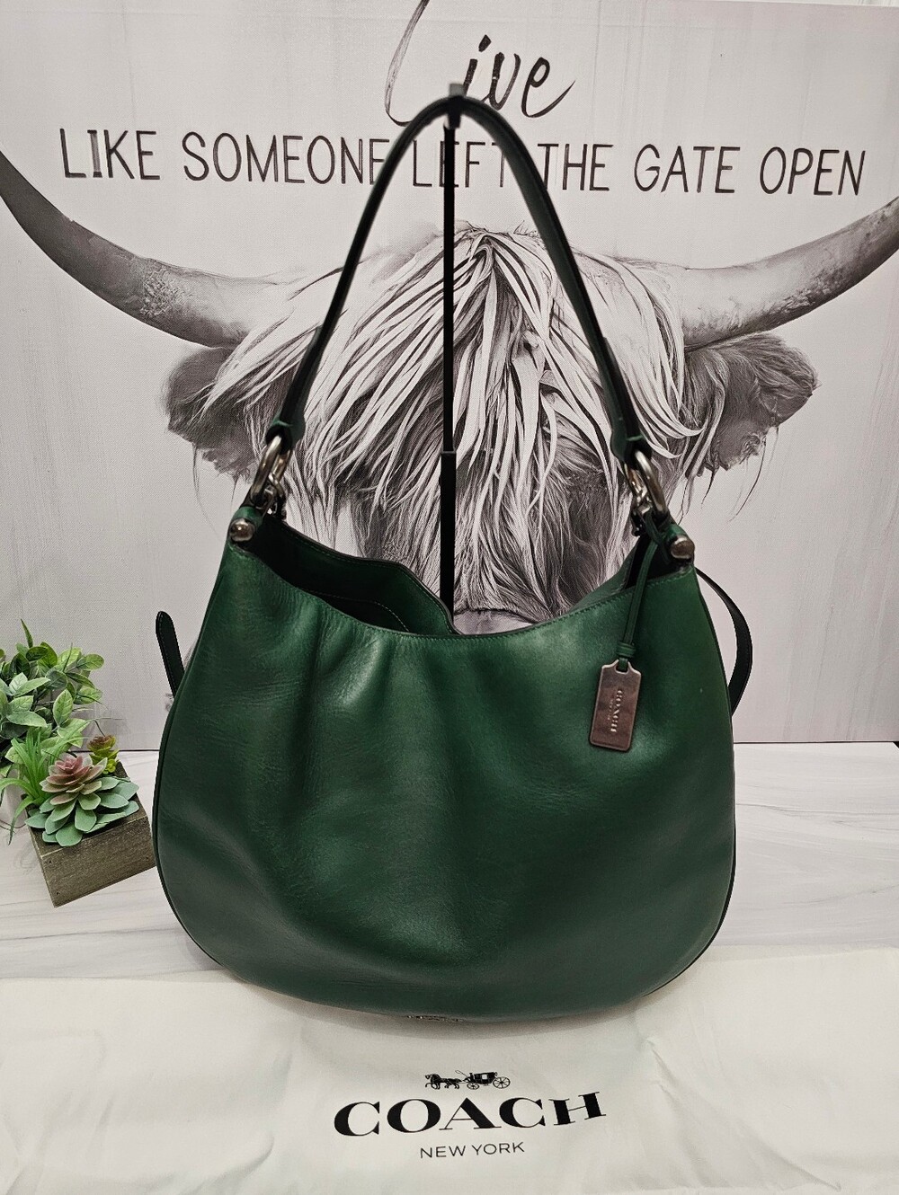 Coach Mae Hobo Hunter Green Glovetanned Leather Crossbody Bag - Picture 13 of 15